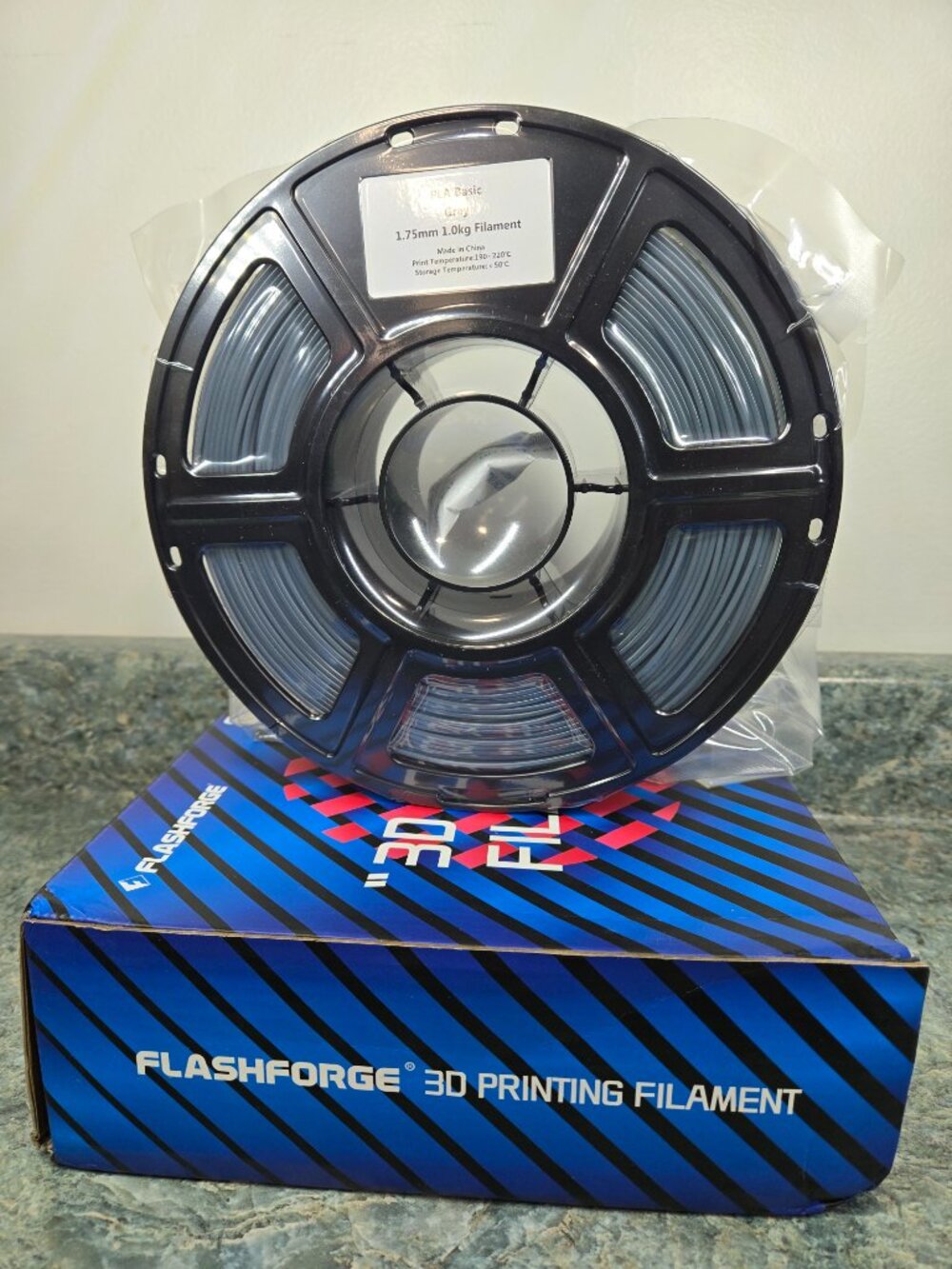 Flashforge PLA Basic Gray 1.75mm 1kg 3D Printer Filament Spool New